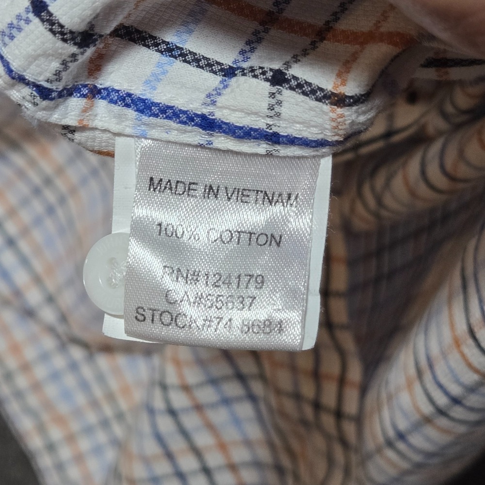 Johnston & Murphy Men's Check Twill Button Down Shirt Long Sleeve L Flip Cuff - Picture 8 of 10
